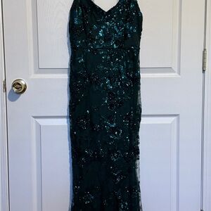 Lulu's Teal Sequin Maxi Dress